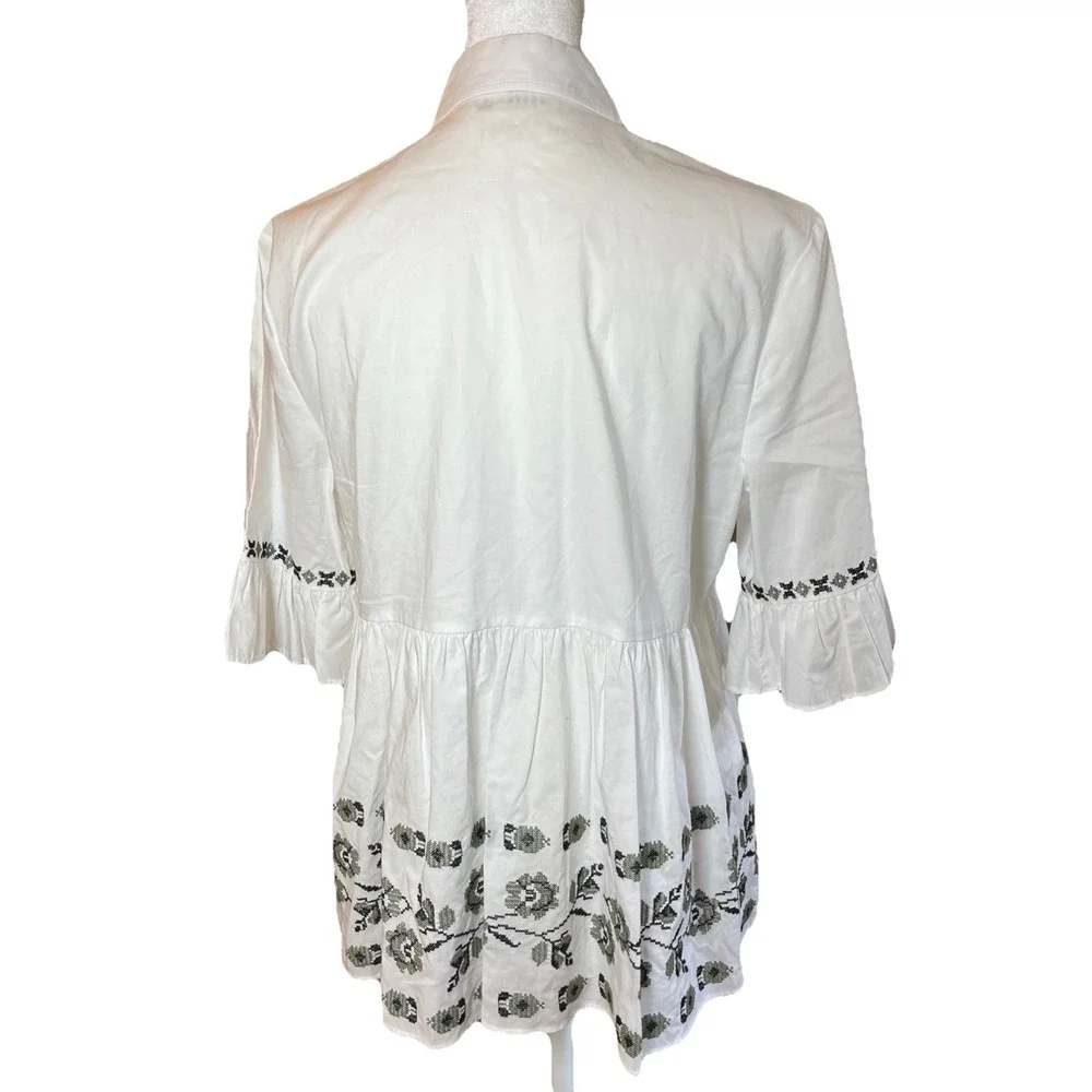 KATE‎ SPADE BROOME STREET SHIRT 100% COTTON EMBROIDERED Size Small